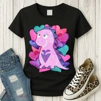 Cute T-Rex Valentine Full Of Hearts Women's T-Shirt thumb 3
