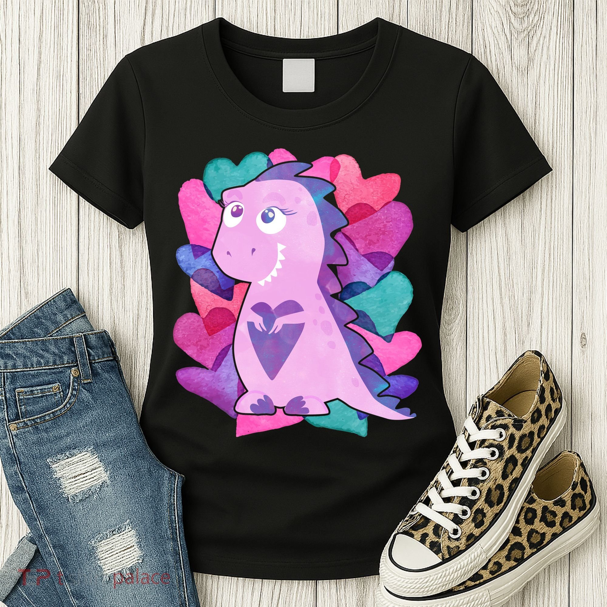 Cute T-Rex Valentine Full Of Hearts Women's T-Shirt