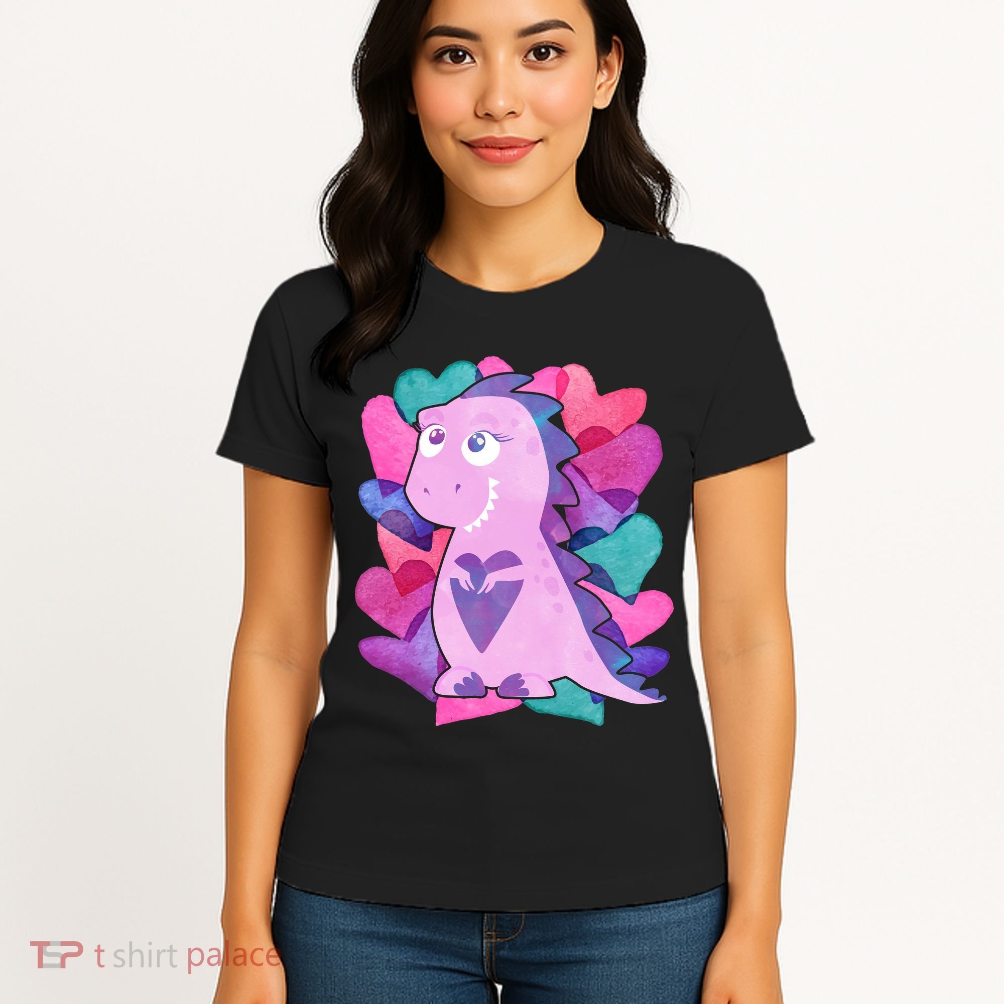 Cute T-Rex Valentine Full Of Hearts Women's T-Shirt