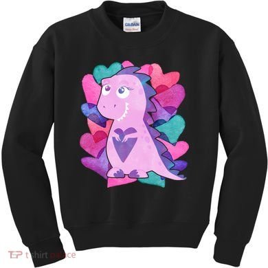 Cute T-Rex Valentine Full Of Hearts Kids Sweatshirt