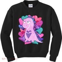 Cute T-Rex Valentine Full Of Hearts Kids Sweatshirt thumb 0
