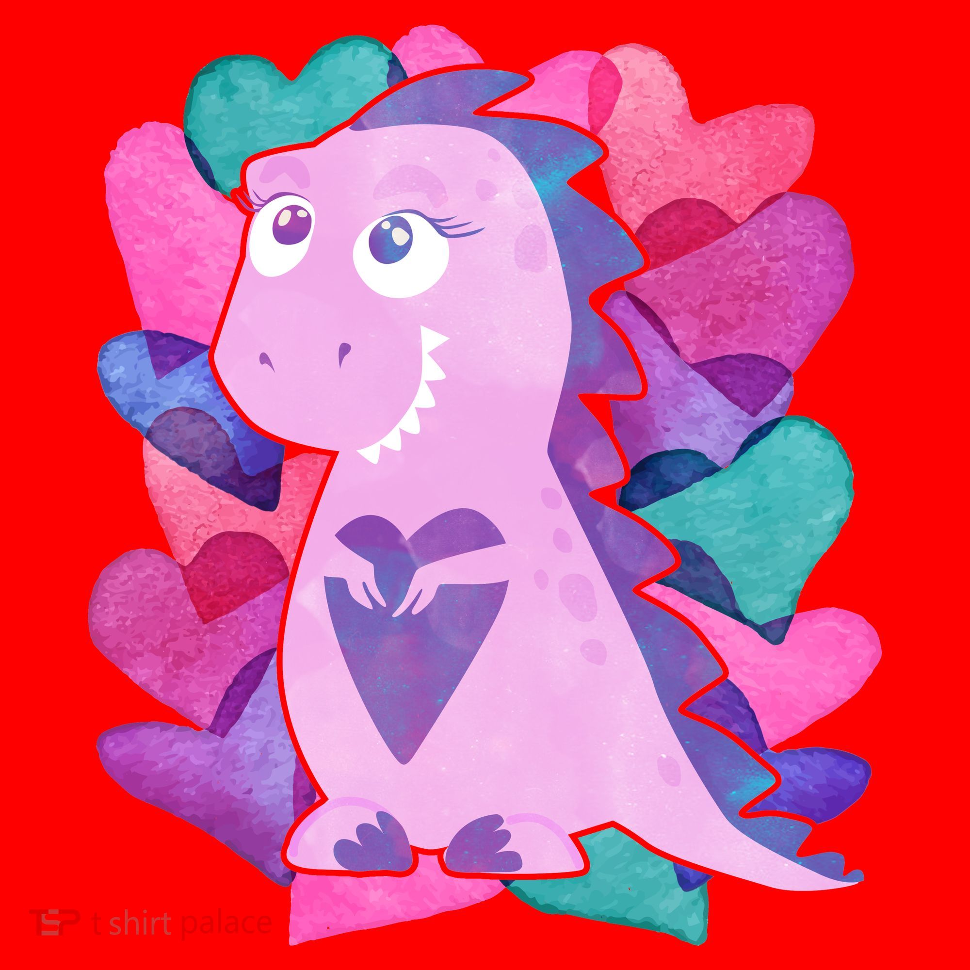 Cute T-Rex Valentine Full Of Hearts Santa Hat