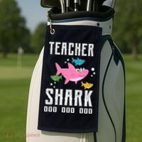 Cute Teacher Shark Do Do Do Golf Towel thumb 2
