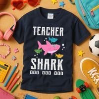 Cute Teacher Shark Do Do Do Kids T-Shirt thumb 3