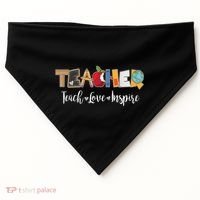 Cute Teacher Teach Love Inspire  USA-Made Doggie Bandana thumb 0