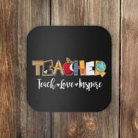 Cute Teacher Teach Love Inspire  Coaster thumb 0