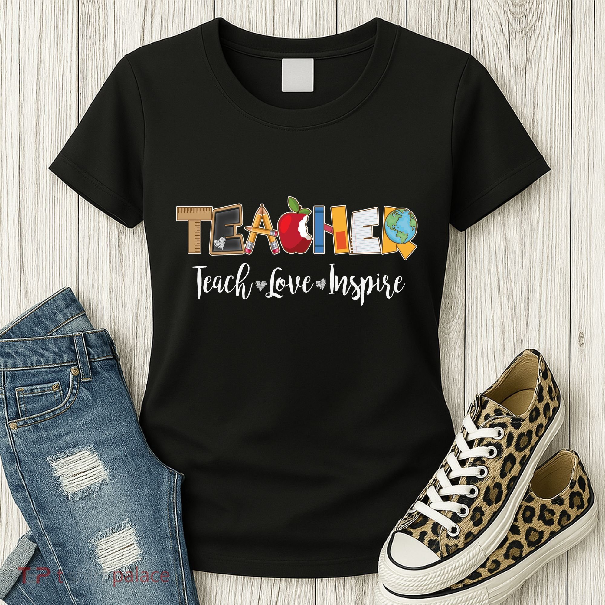 Cute Teacher Teach Love Inspire  Women's T-Shirt