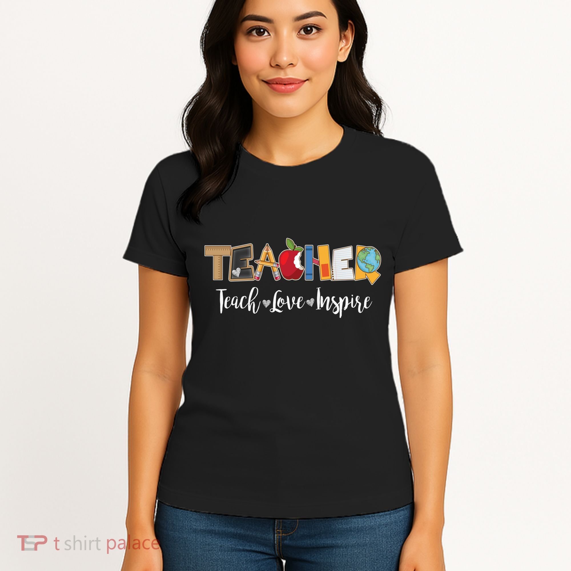 Cute Teacher Teach Love Inspire  Women's T-Shirt
