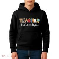 Cute Teacher Teach Love Inspire  Kids Hoodie thumb 4