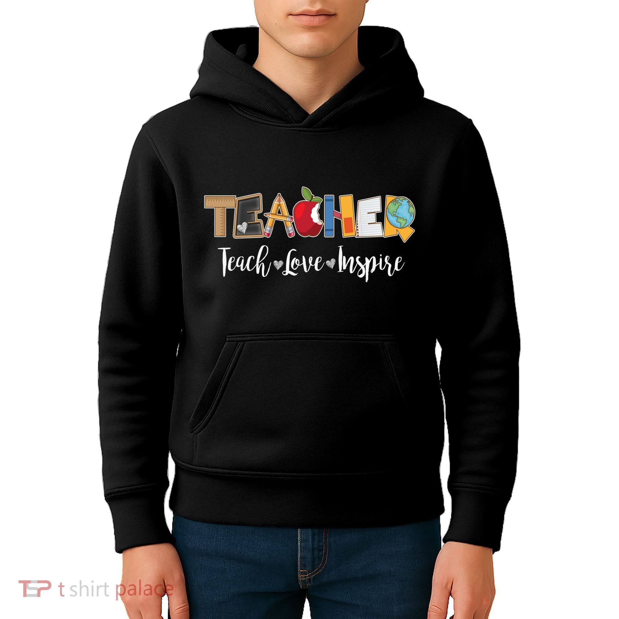 Cute Teacher Teach Love Inspire  Kids Hoodie