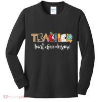Cute Teacher Teach Love Inspire  Kids Long Sleeve Shirt thumb 0