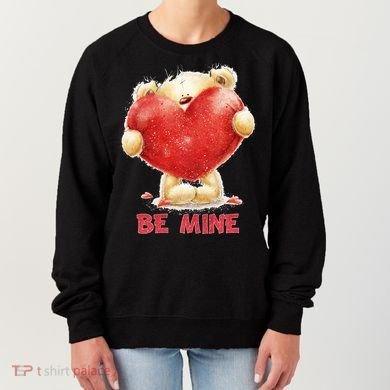 Cute Teddy Bear Holding Heart Be Mine Valentine's Day Women's Sweatshirt