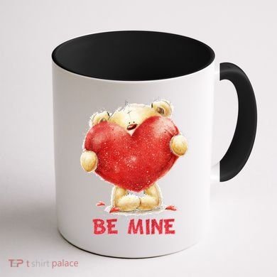 Cute Teddy Bear Holding Heart Be Mine Valentine's Day Coffee Mug back