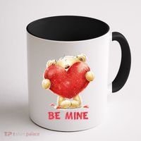 Cute Teddy Bear Holding Heart Be Mine Valentine's Day Coffee Mug thumb 1