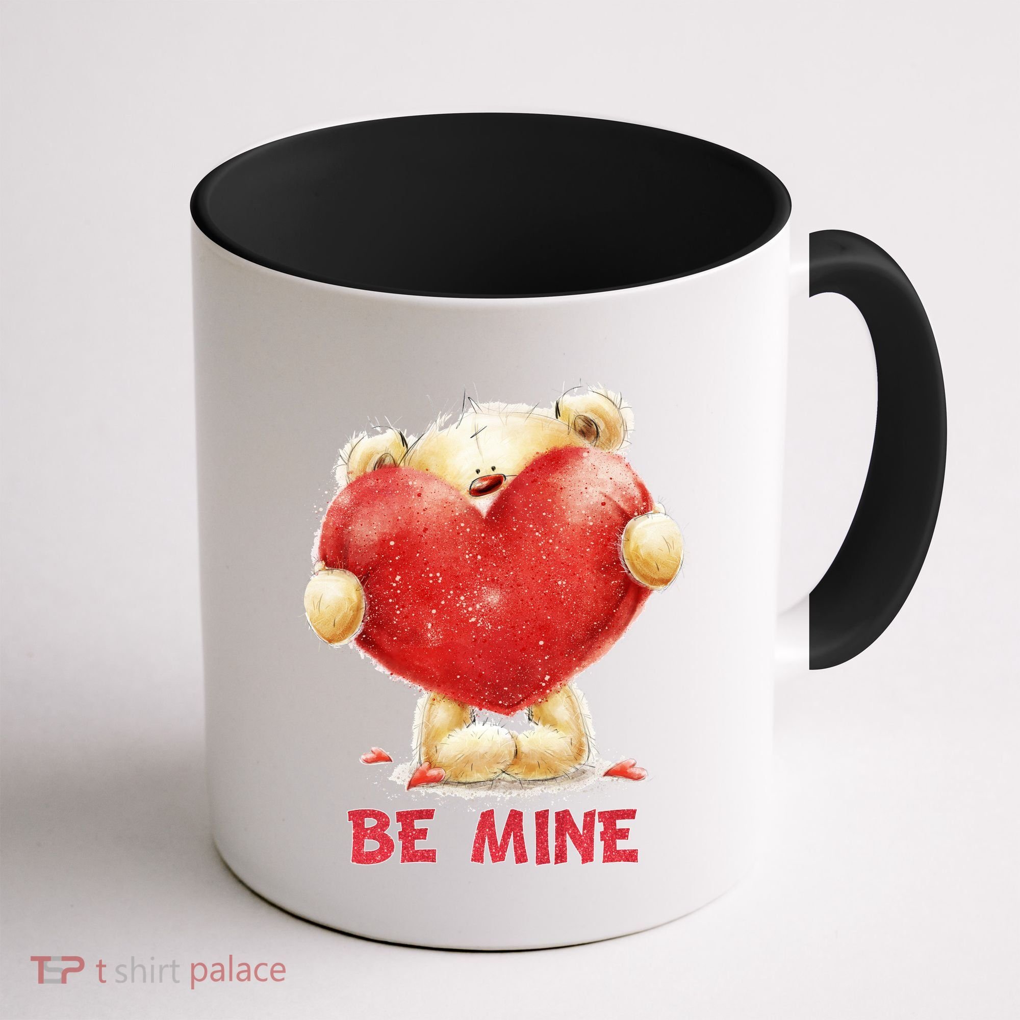 Cute Teddy Bear Holding Heart Be Mine Valentine's Day Coffee Mug