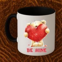 Cute Teddy Bear Holding Heart Be Mine Valentine's Day Coffee Mug thumb 2