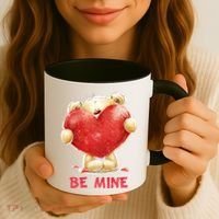 Cute Teddy Bear Holding Heart Be Mine Valentine's Day Coffee Mug thumb 3