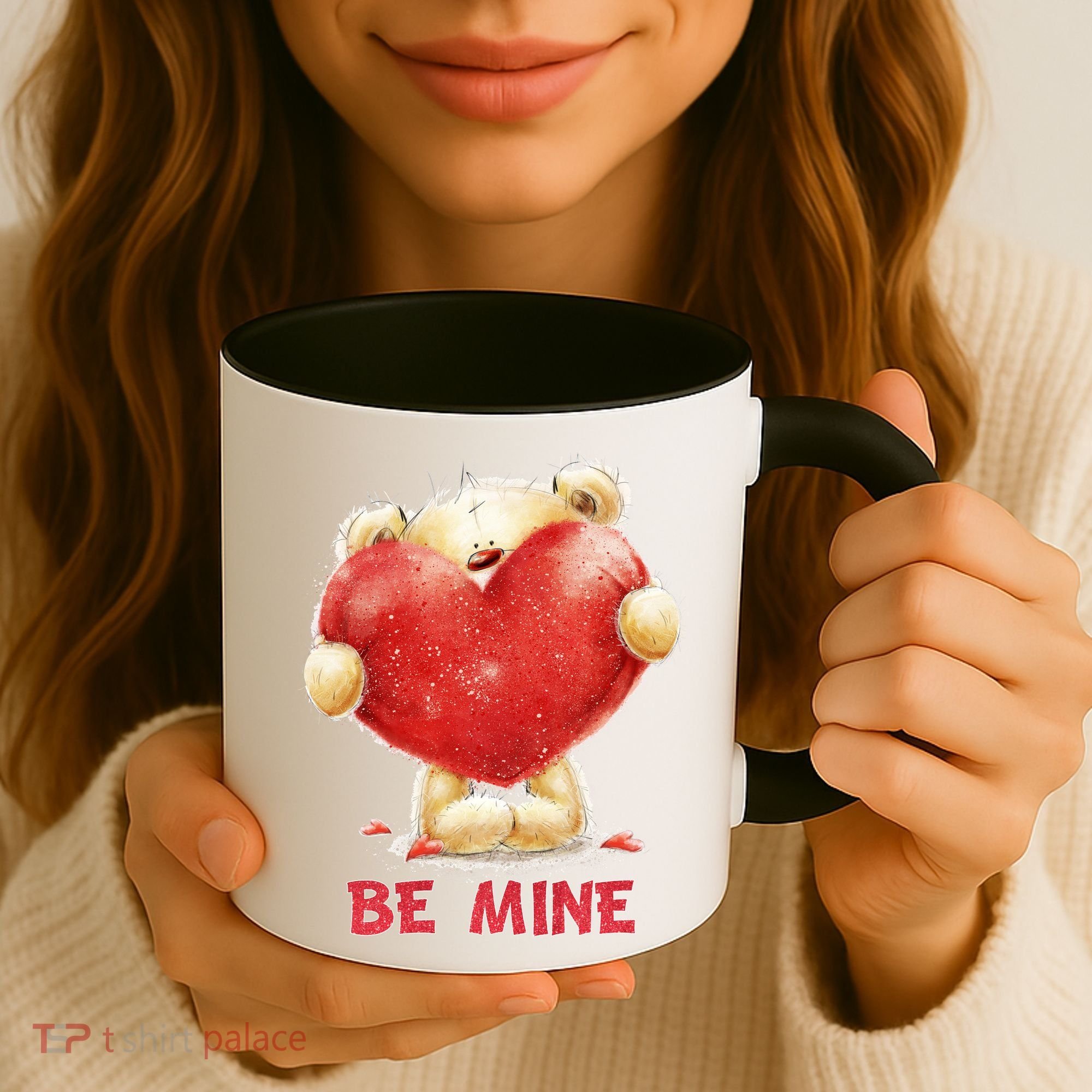 Cute Teddy Bear Holding Heart Be Mine Valentine's Day Coffee Mug