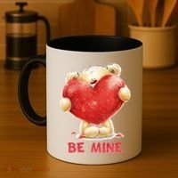 Cute Teddy Bear Holding Heart Be Mine Valentine's Day Coffee Mug thumb 4