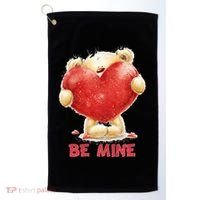 Cute Teddy Bear Holding Heart Be Mine Valentine's Day Golf Towel thumb 0