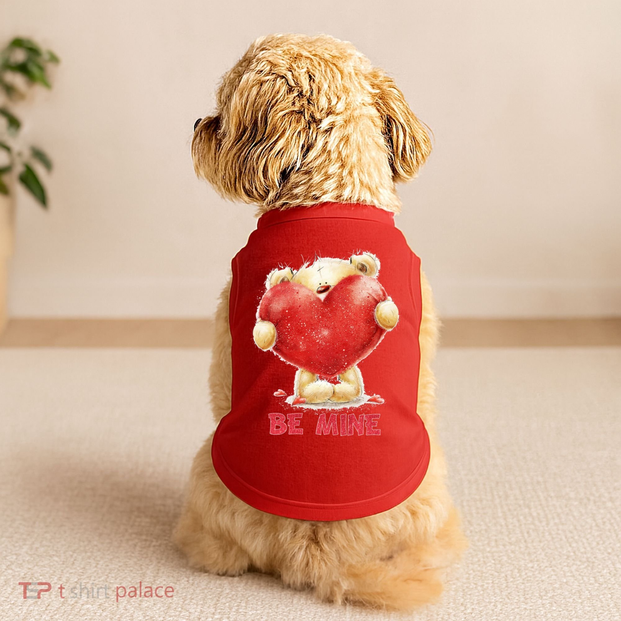 Cute Teddy Bear Holding Heart Be Mine Valentine's Day Doggie Tank