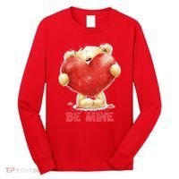 Cute Teddy Bear Holding Heart Be Mine Valentine's Day Long Sleeve Shirt thumb 0