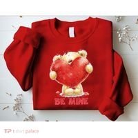 Cute Teddy Bear Holding Heart Be Mine Valentine's Day Sweatshirt thumb 2