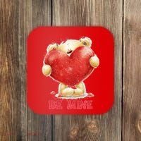 Cute Teddy Bear Holding Heart Be Mine Valentine's Day Coaster thumb 0