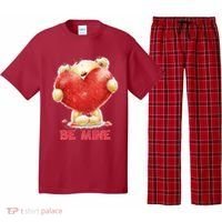 Cute Teddy Bear Holding Heart Be Mine Valentine's Day Pajama Set thumb 0
