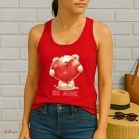 Cute Teddy Bear Holding Heart Be Mine Valentine's Day Women's Tank Top thumb 2