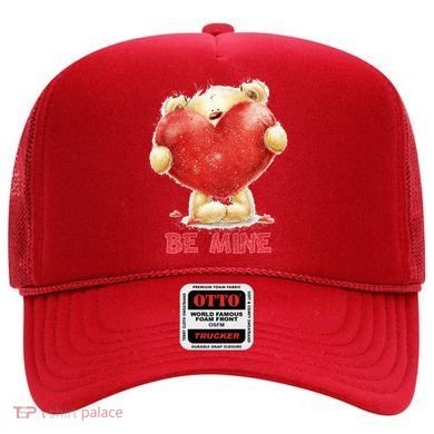 Cute Teddy Bear Holding Heart Be Mine Valentine's Day Hat