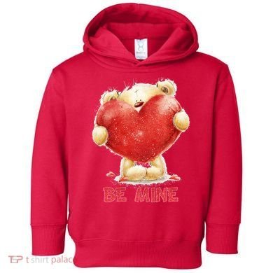 Cute Teddy Bear Holding Heart Be Mine Valentine's Day Toddler Hoodie