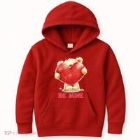 Cute Teddy Bear Holding Heart Be Mine Valentine's Day Kids Hoodie thumb 0