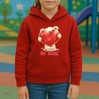Cute Teddy Bear Holding Heart Be Mine Valentine's Day Kids Hoodie thumb 3