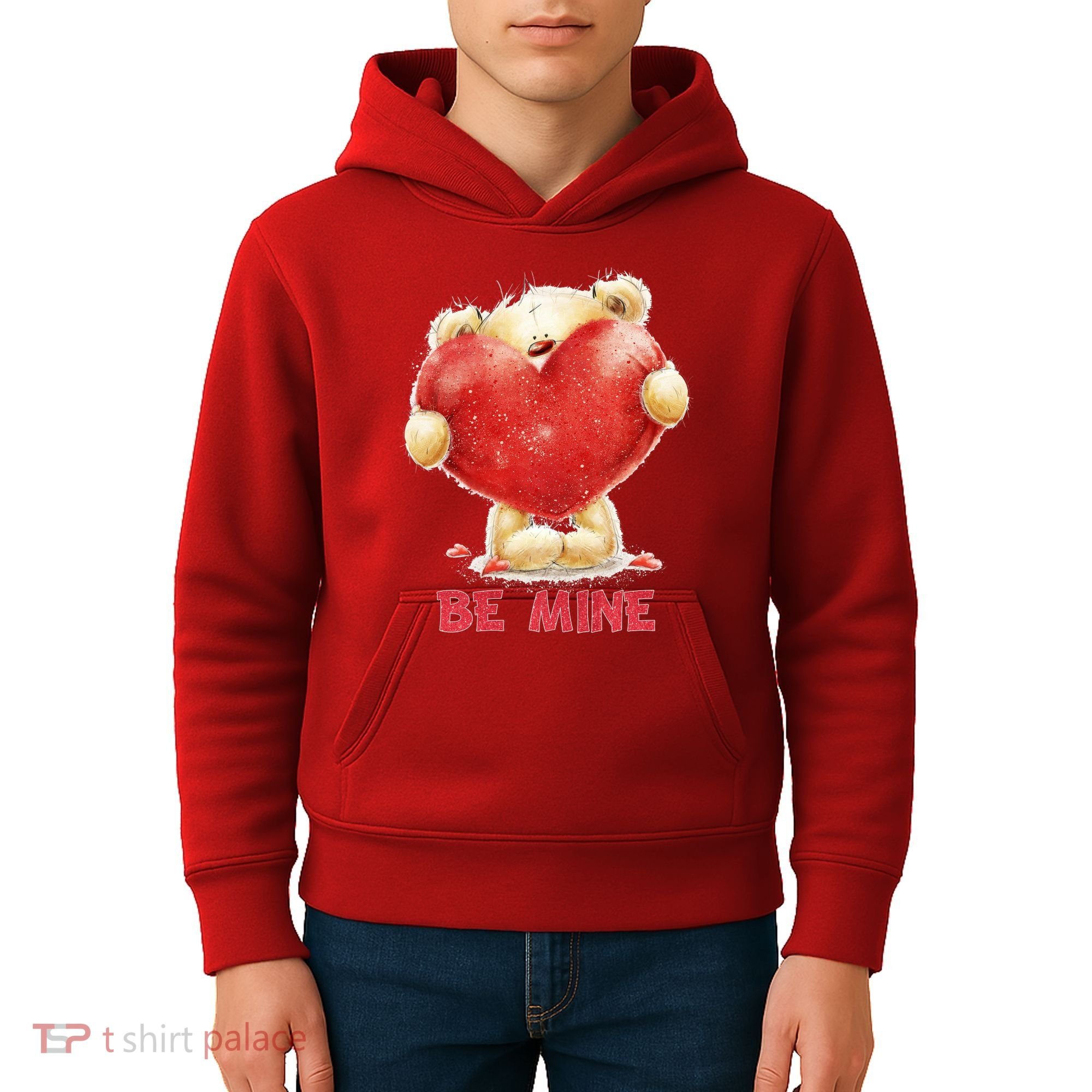 Cute Teddy Bear Holding Heart Be Mine Valentine's Day Kids Hoodie