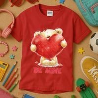 Cute Teddy Bear Holding Heart Be Mine Valentine's Day Kids T-Shirt thumb 3