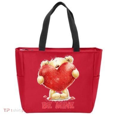 Cute Teddy Bear Holding Heart Be Mine Valentine's Day Tote Bag