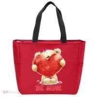 Cute Teddy Bear Holding Heart Be Mine Valentine's Day Tote Bag thumb 0