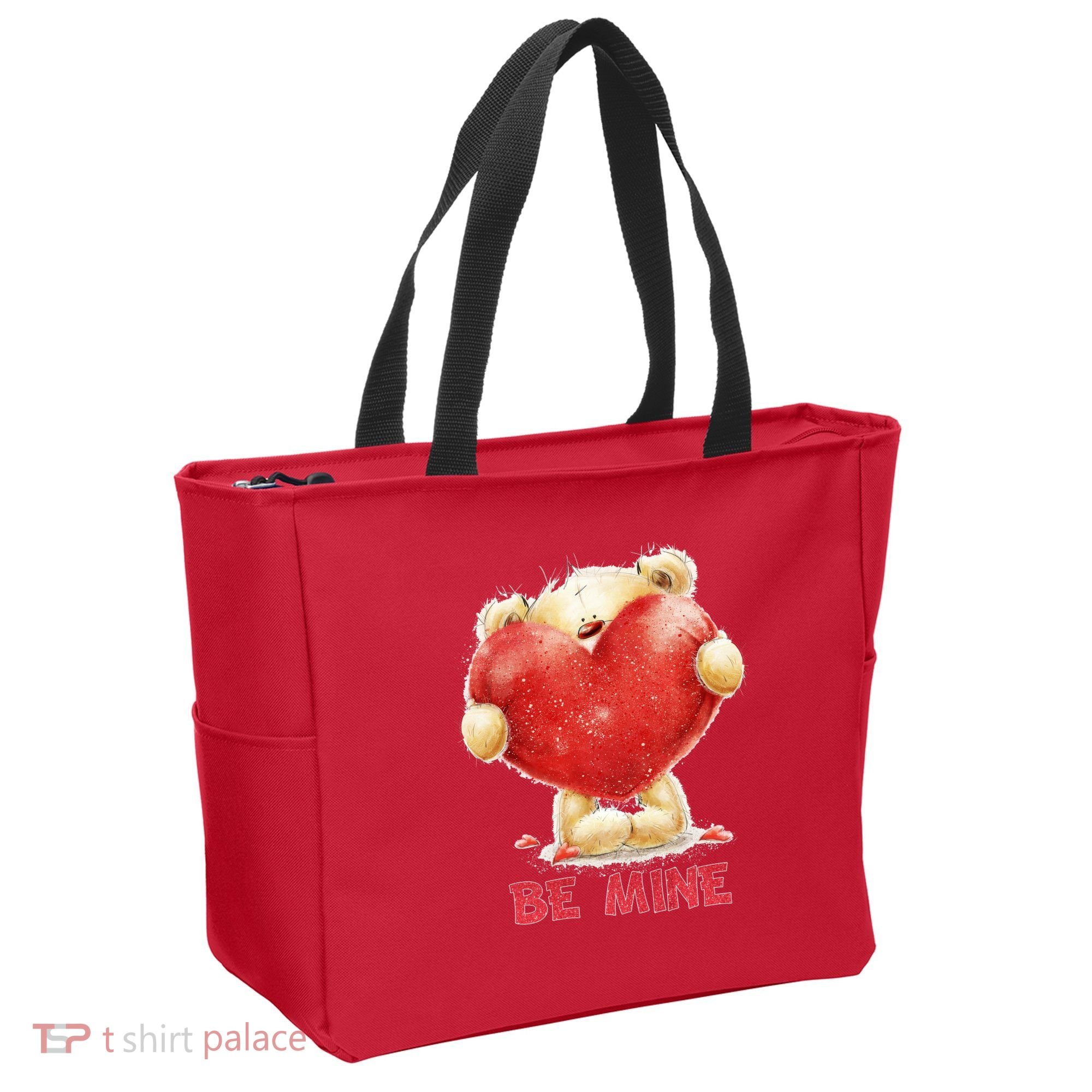 Cute Teddy Bear Holding Heart Be Mine Valentine's Day Tote Bag