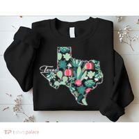 Cute Texas Cactus And Flowers Sweatshirt thumb 2