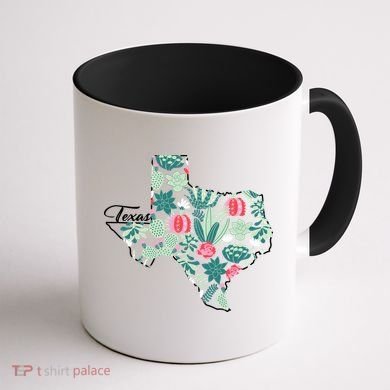 Cute Texas Cactus And Flowers Coffee Mug back