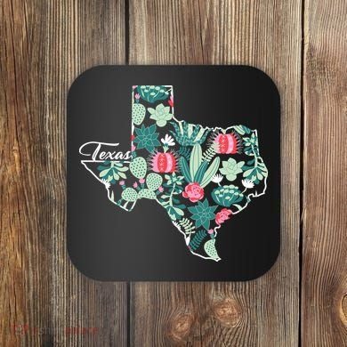 Cute Texas Cactus And Flowers Coaster