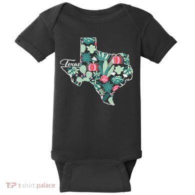 Cute Texas Cactus And Flowers Baby Bodysuit