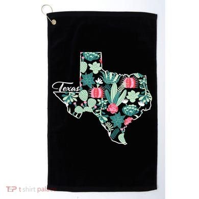 Cute Texas Cactus And Flowers Golf Towel