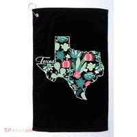 Cute Texas Cactus And Flowers Golf Towel thumb 0