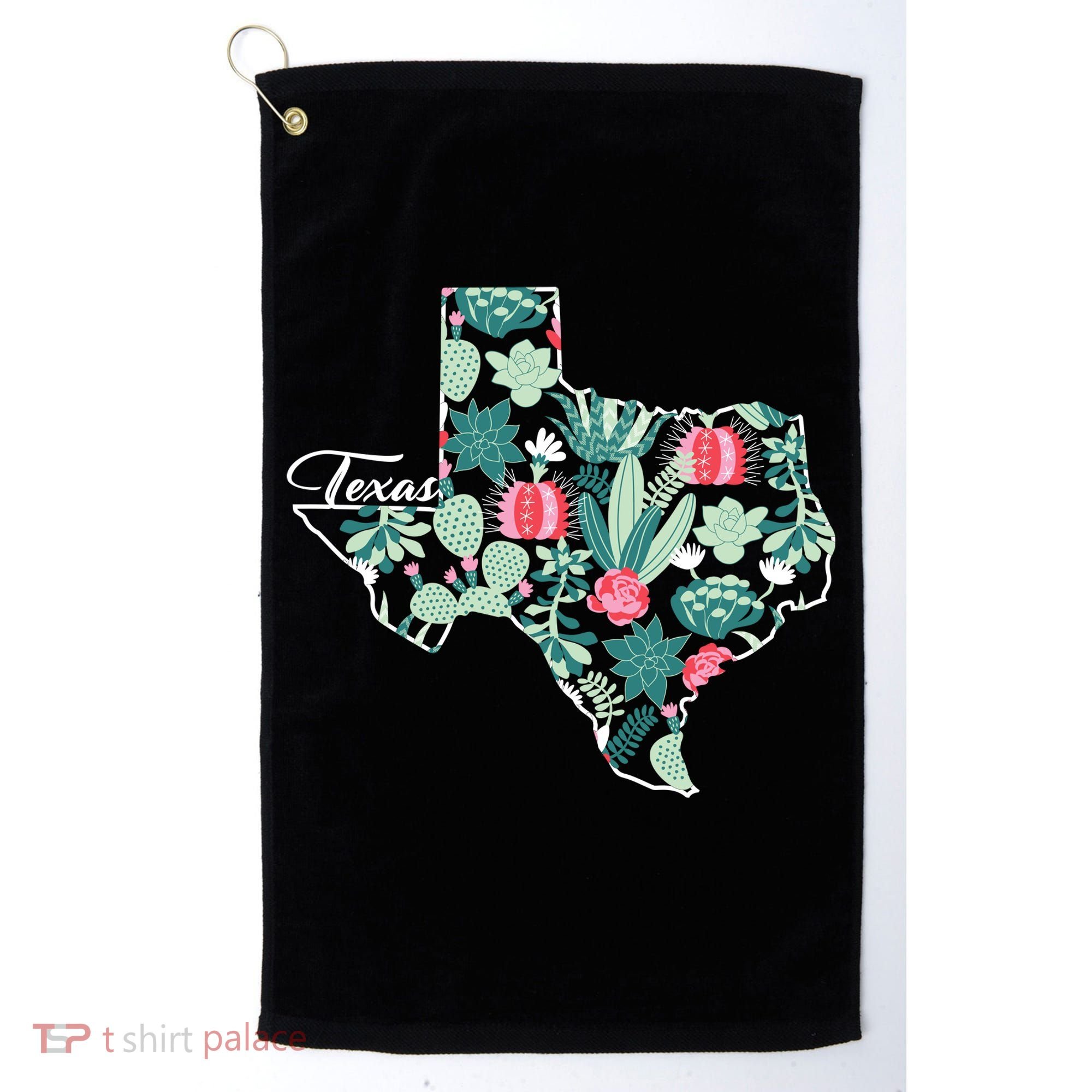 Cute Texas Cactus And Flowers Golf Towel