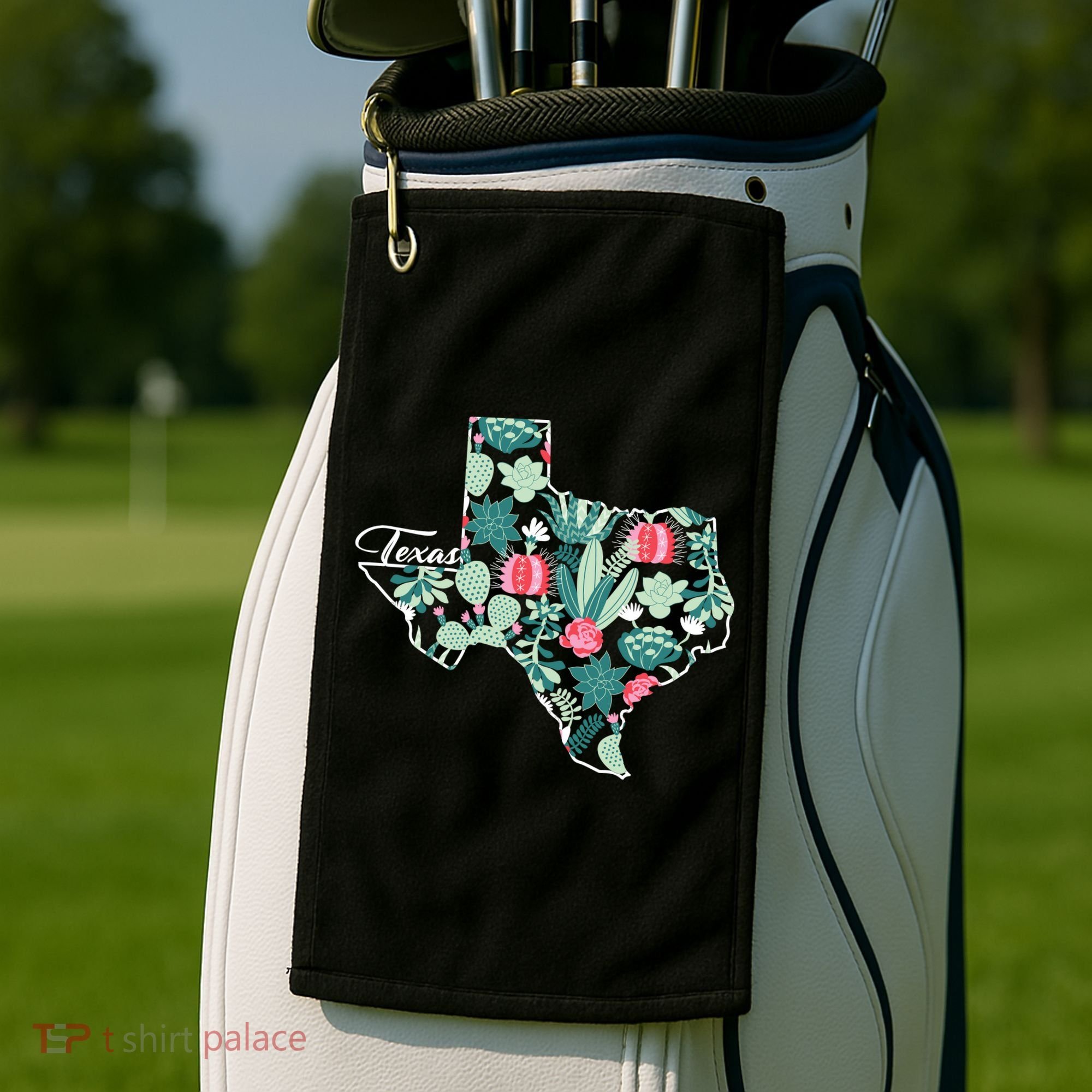 Cute Texas Cactus And Flowers Golf Towel