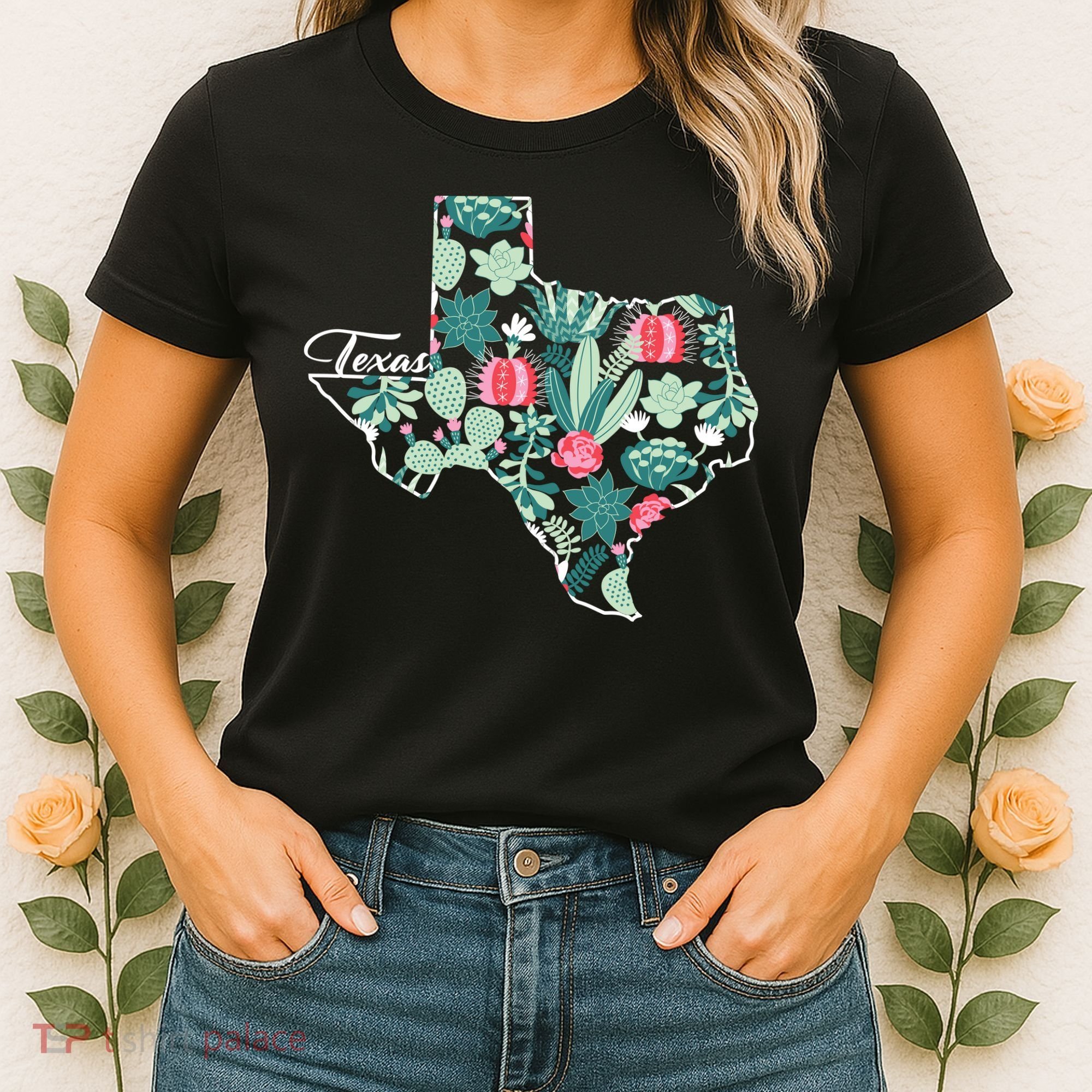 Cute Texas Cactus And Flowers Women's T-Shirt