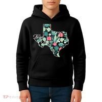 Cute Texas Cactus And Flowers Kids Hoodie thumb 4