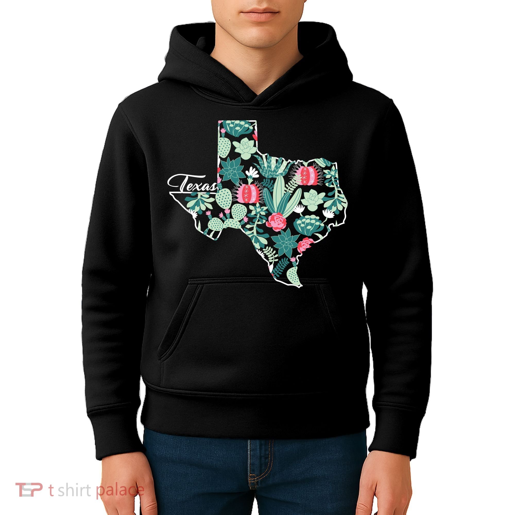 Cute Texas Cactus And Flowers Kids Hoodie